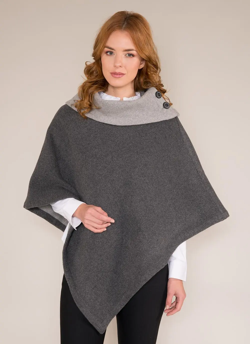 Sara Wool Asymmetric Poncho