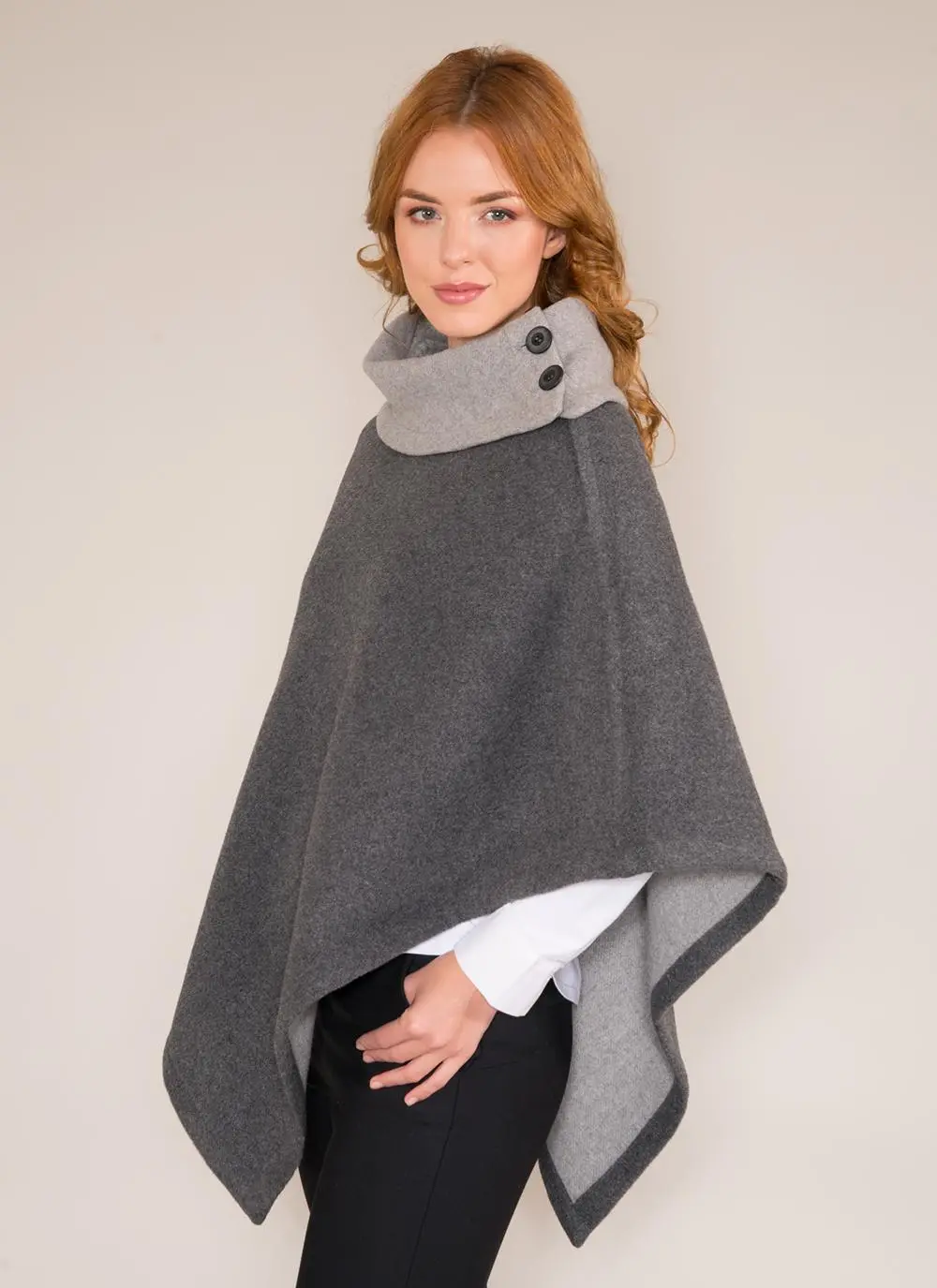 Sara Wool Asymmetric Poncho