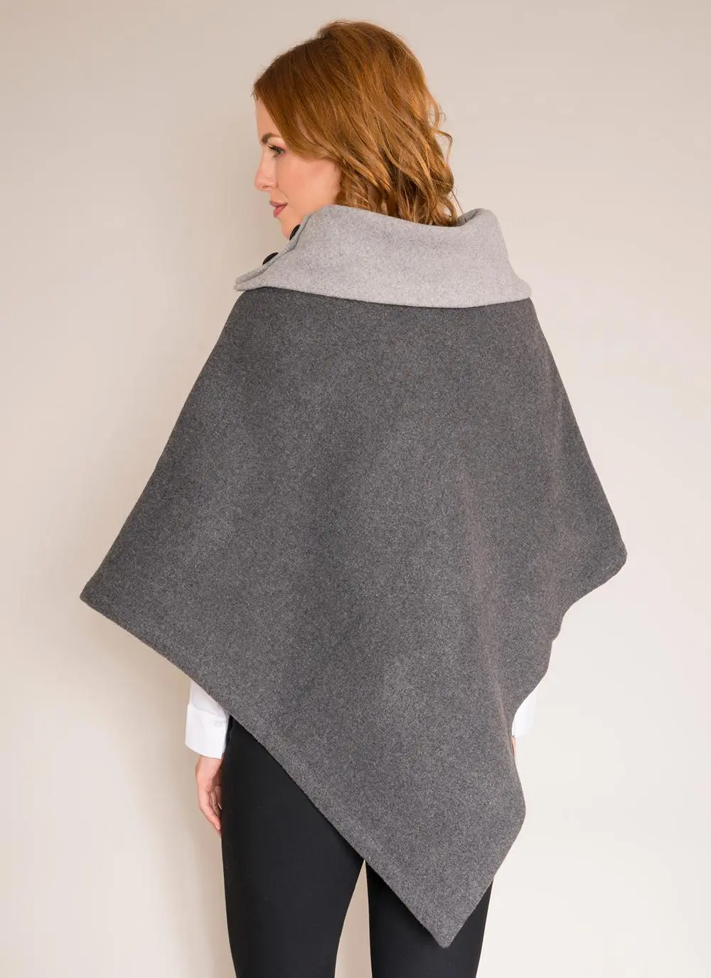 Sara Wool Asymmetric Poncho
