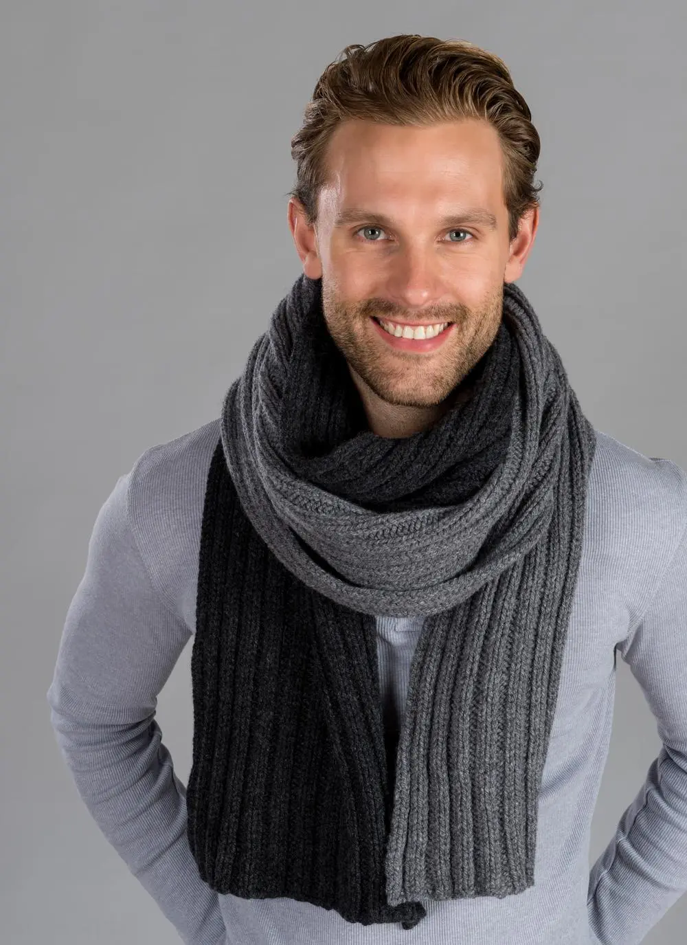 Fisherman Rib Scarf Charcoal & Gray