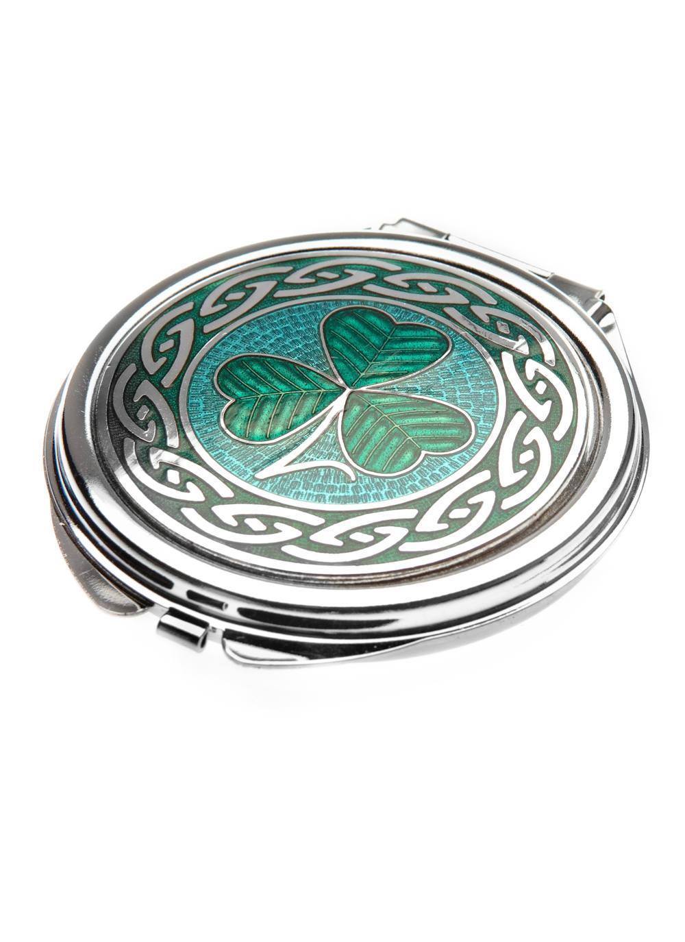 Compact Mirror Shamrock Celtic Design By Sea Gems 