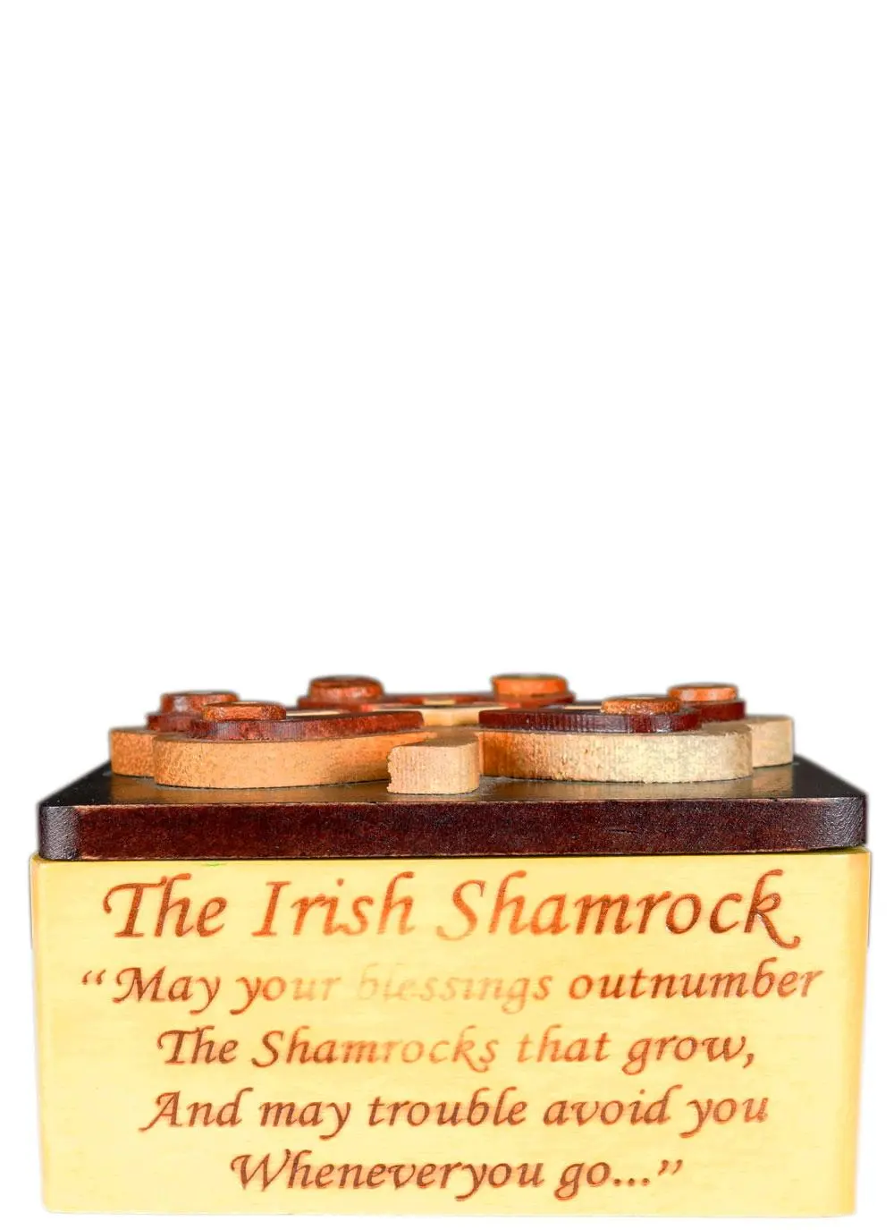 Wooden Irish Shamrock Trinket Box