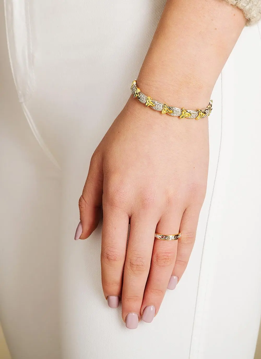 Sterling Silver & Gold Plated Trinity Knot Bangle