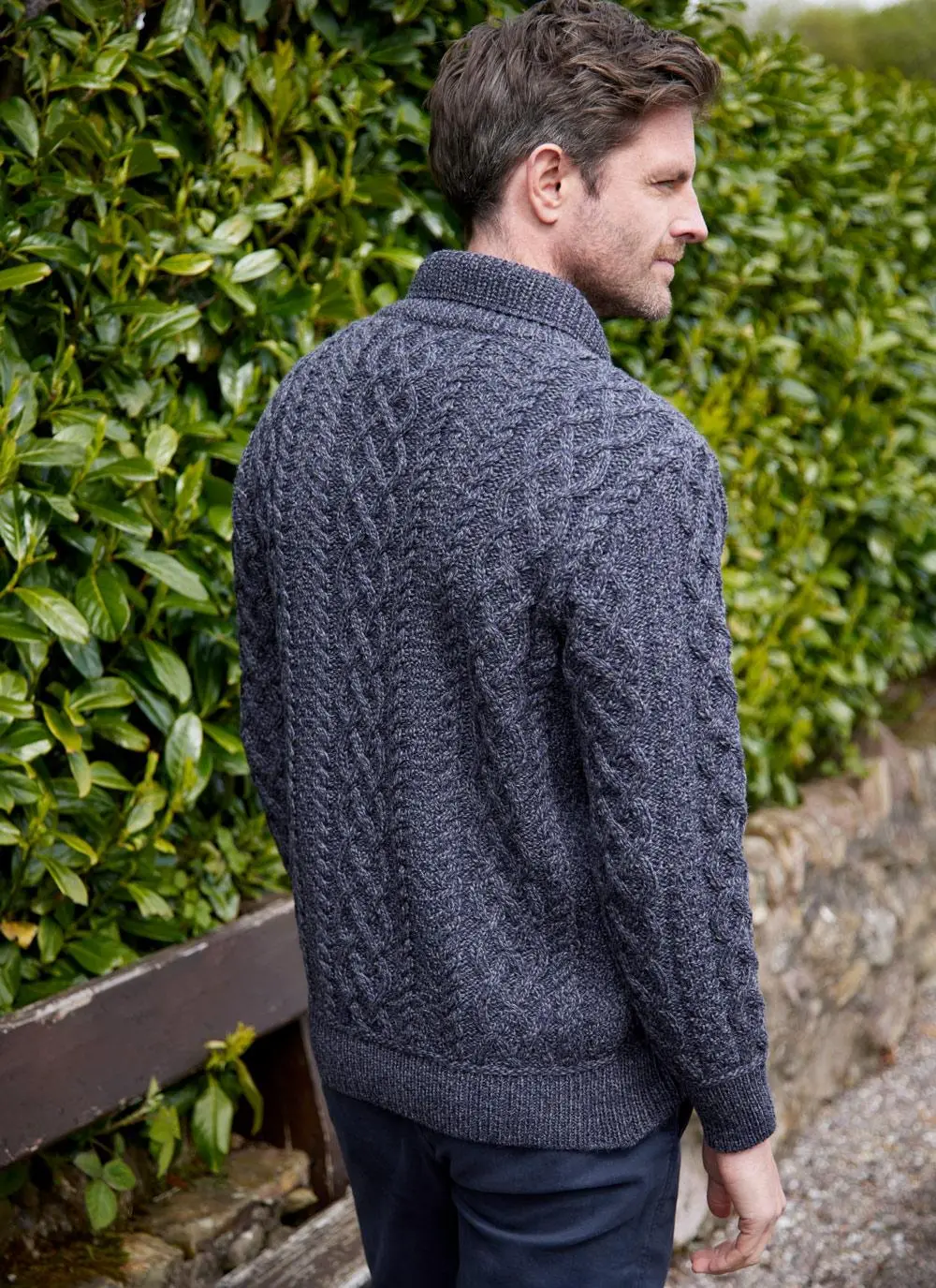 Shawl Collar Aran Sweater