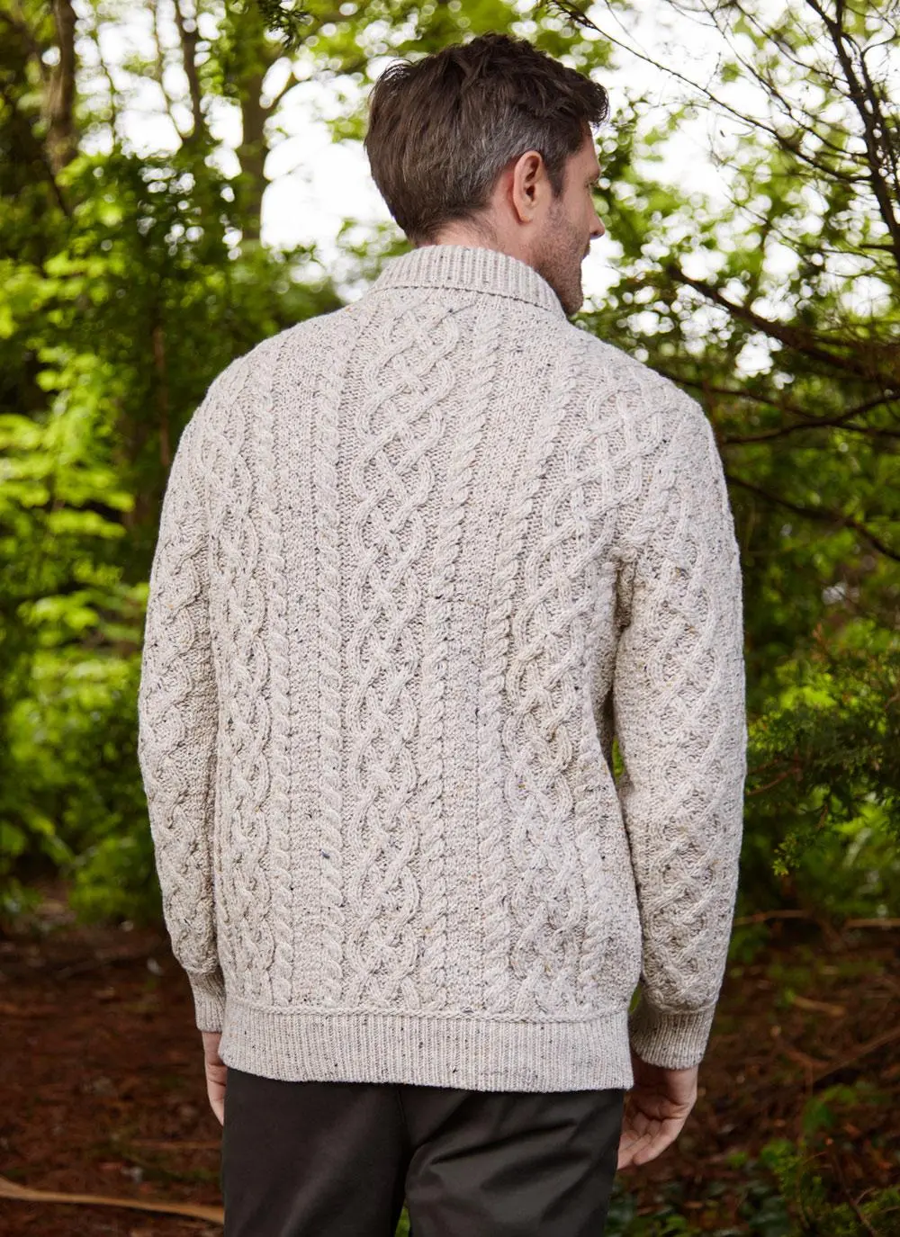 Shawl Collar Aran Sweater