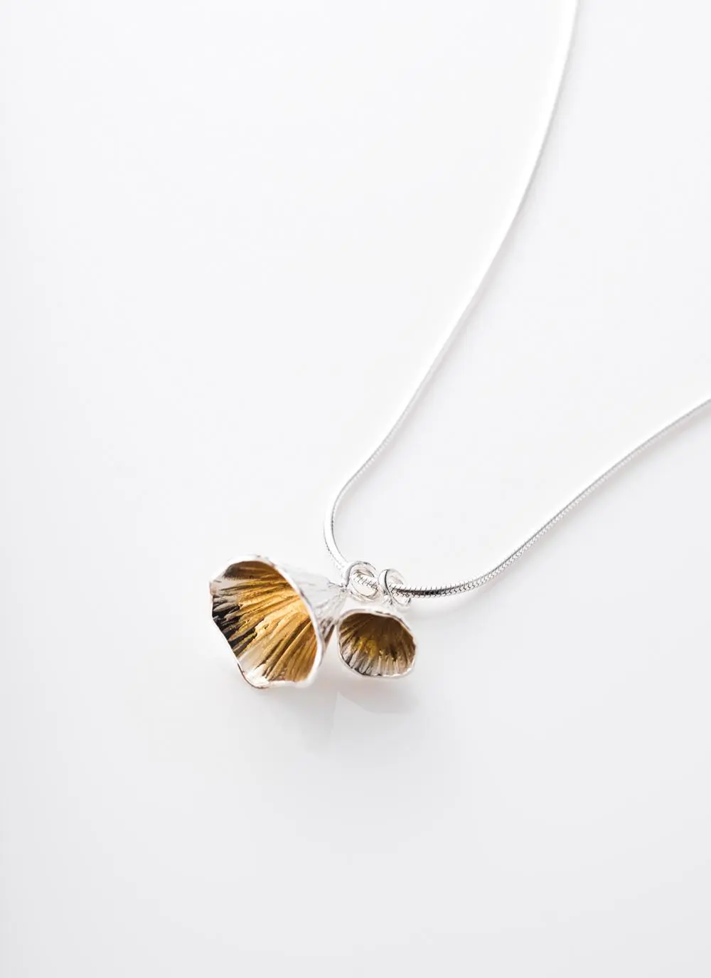 Shell Cone Double Pendant in Silver and Rose Gold Plating