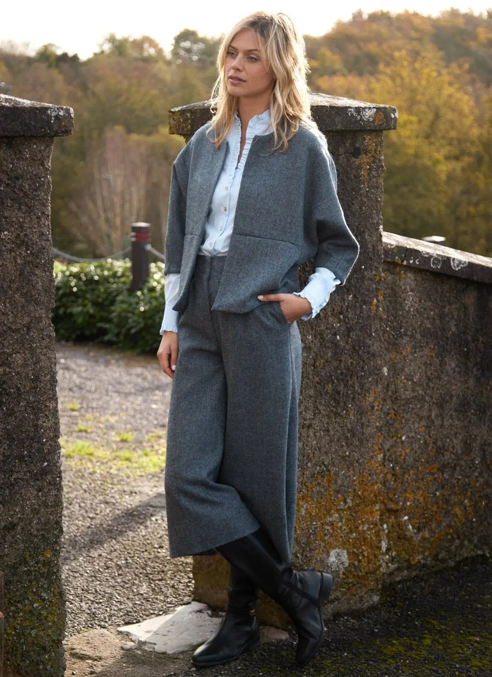 Herringbone Tweed Short Jacket