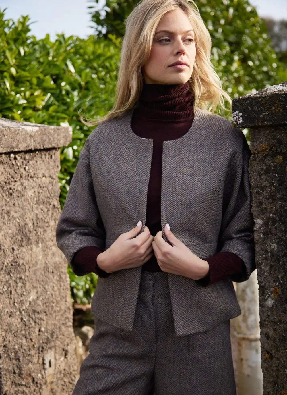 Herringbone Tweed Short Jacket