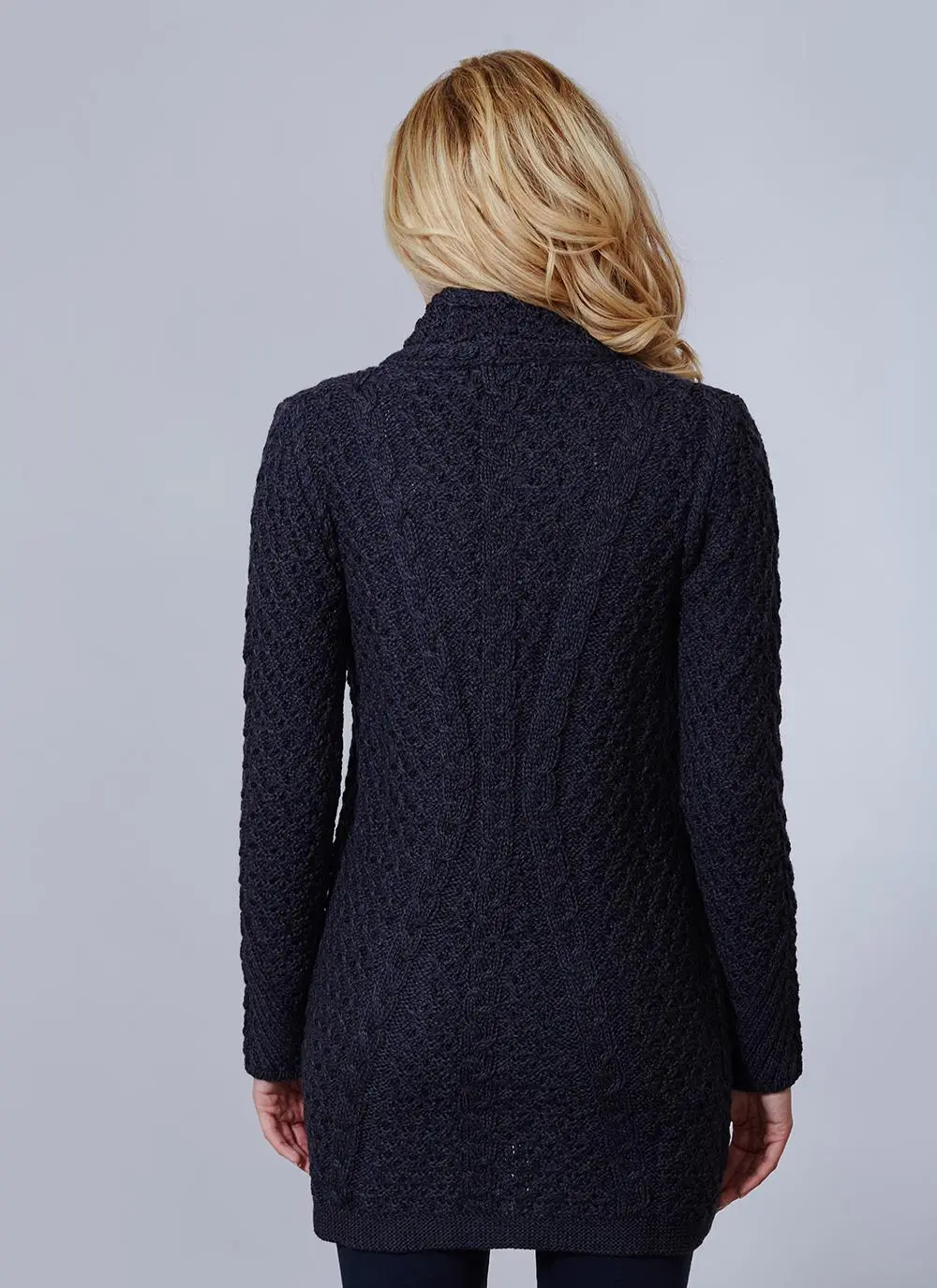 Wool Cashmere Beaumont Side Zip Aran Coatigan