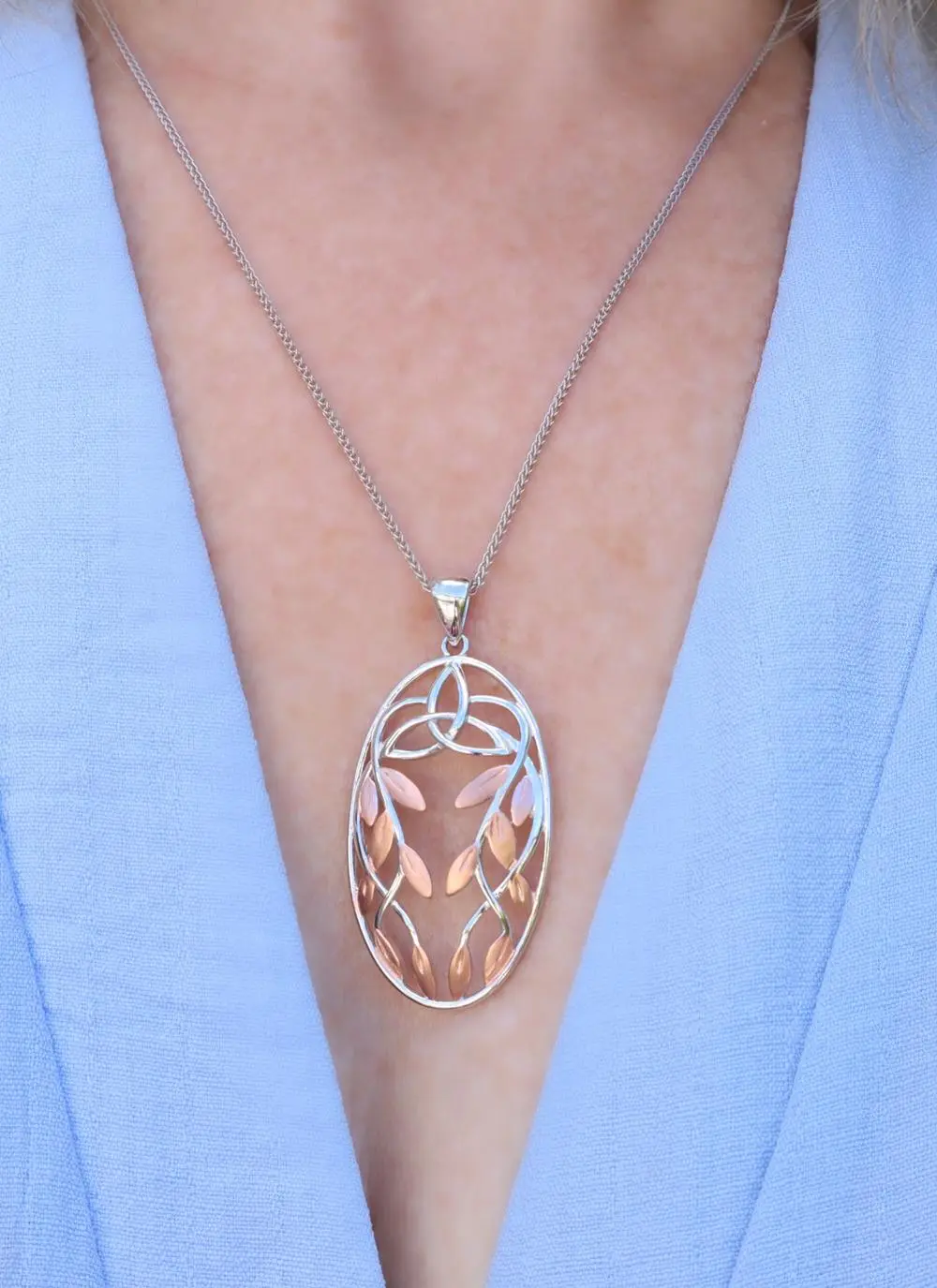 Silver & Rose Gold Trinity Petal Pendant