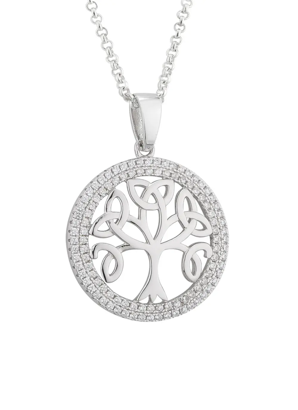 Silver Cubic Zirconia Tree of Life Pendant