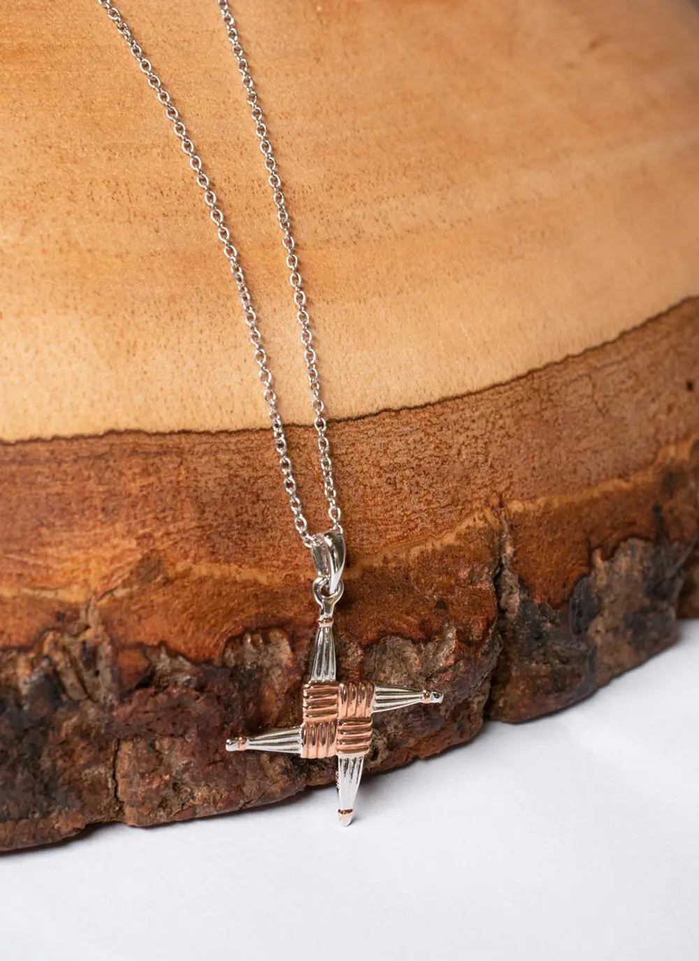 Silver Rose Gold St.Brigid Cross Irish Pendant
