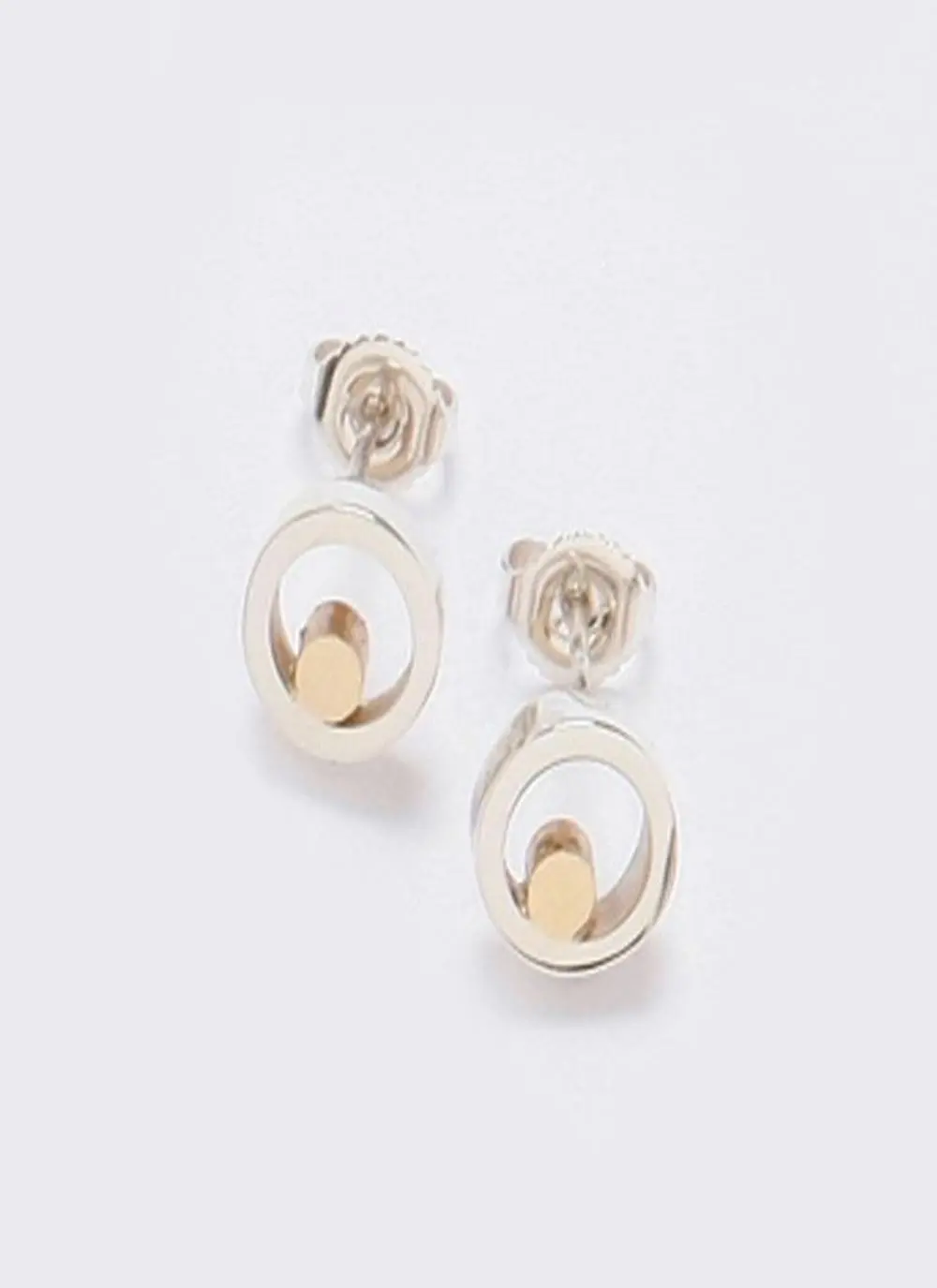 Circles Silver and Gold Stud Earrings