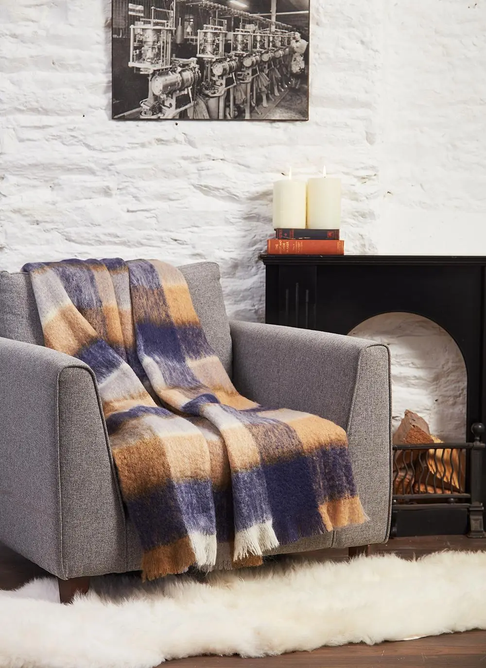 Sky Meets Land Mohair Throw