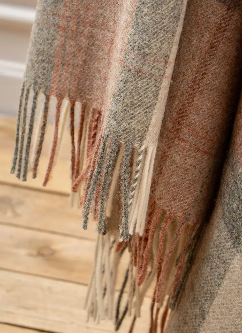 Skye Coral Check Highland Wool Throw