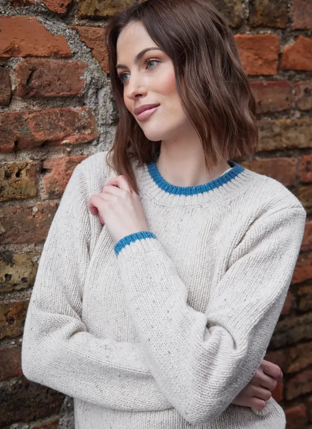 Slaney Cashmere Contrast Crew Neck 