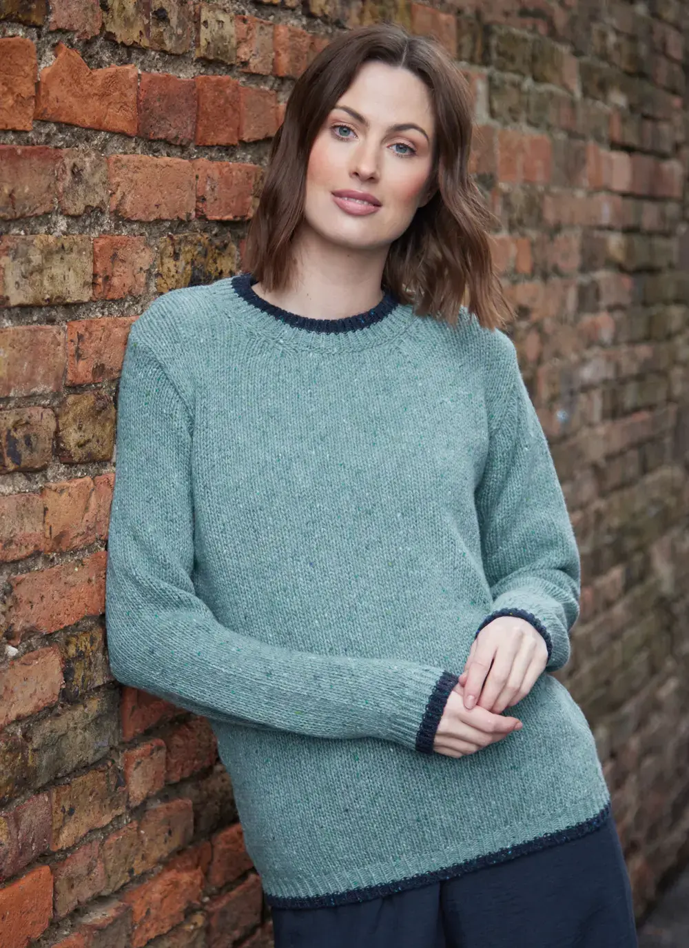 Slaney Cashmere Contrast Crew Neck 