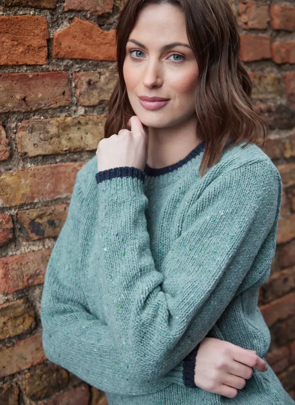 Slaney Cashmere Contrast Crew Neck 