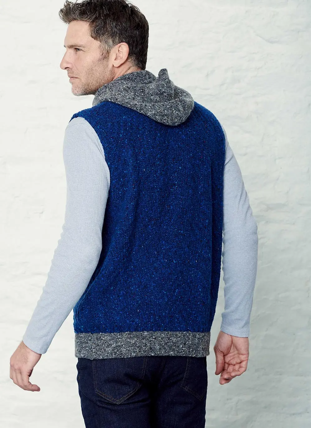 Sleeveless Hooded Aran Sweater