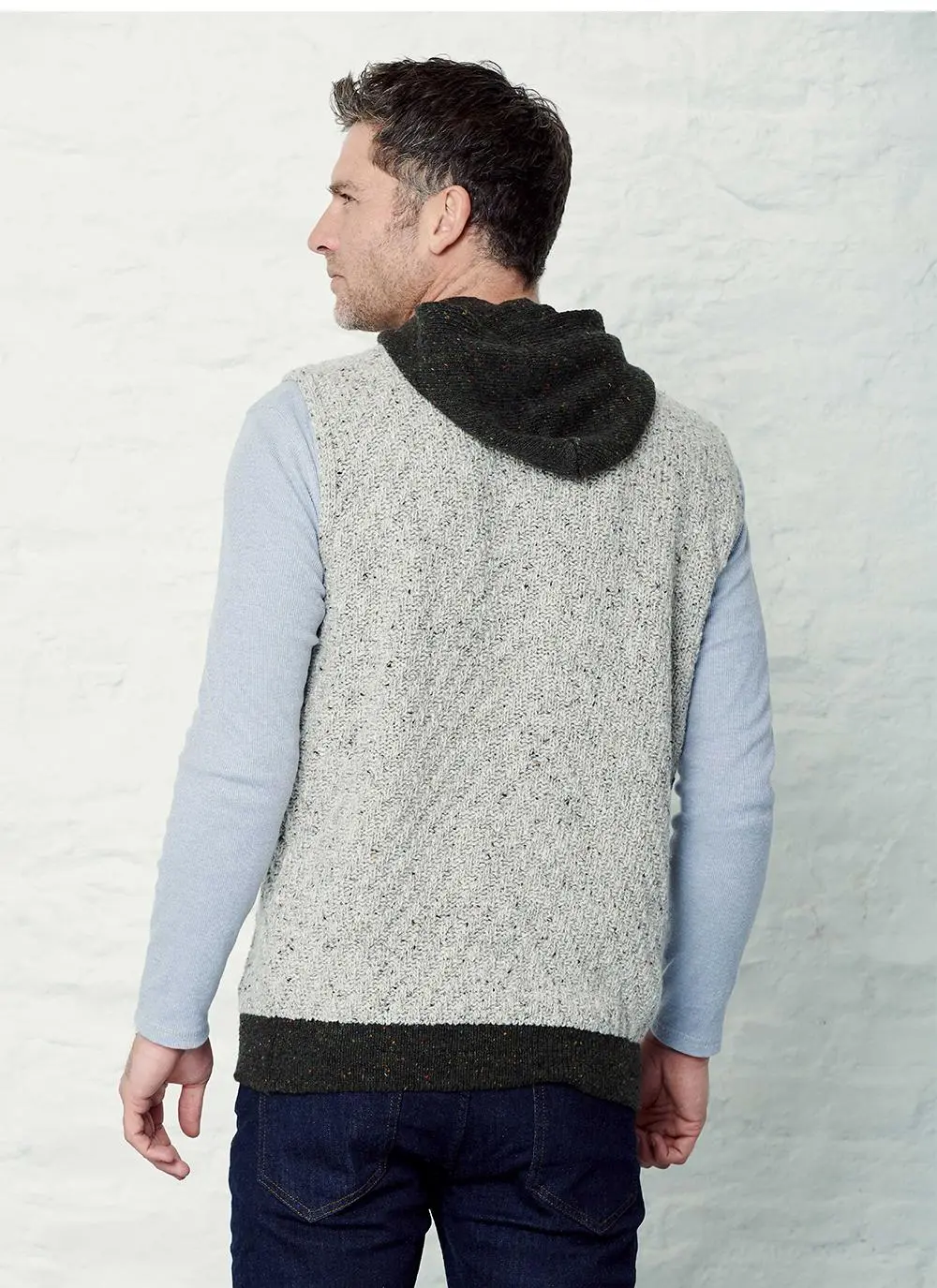 Sleeveless Hooded Aran Sweater