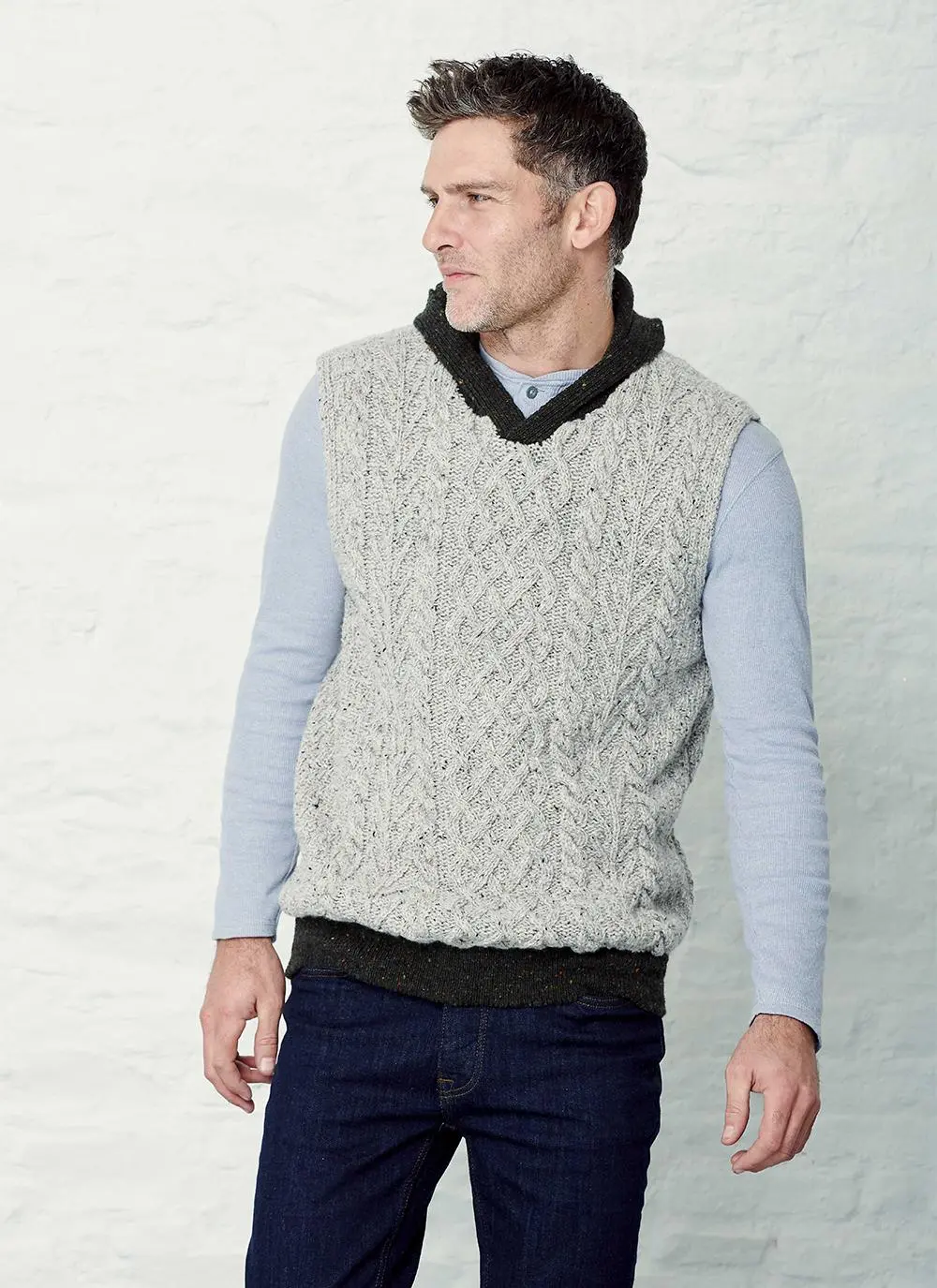 Sleeveless Hooded Aran Sweater