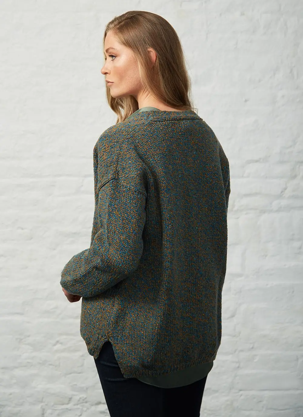 Fisherman Slouchy Donegal Fleck V-Neck Cardigan