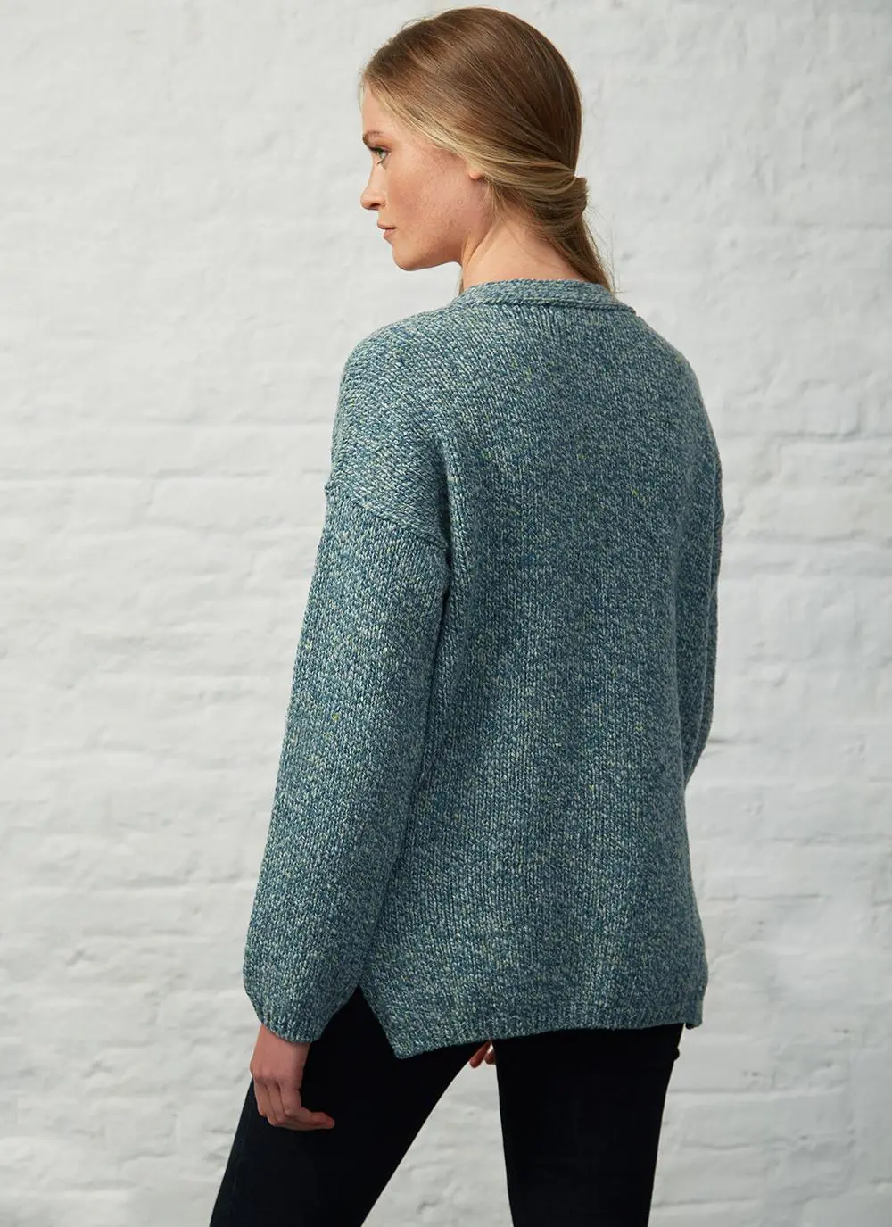 Fisherman Slouchy Donegal Fleck V-Neck Cardigan
