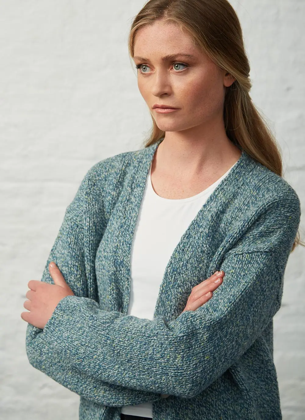Fisherman Slouchy Donegal Fleck V-Neck Cardigan