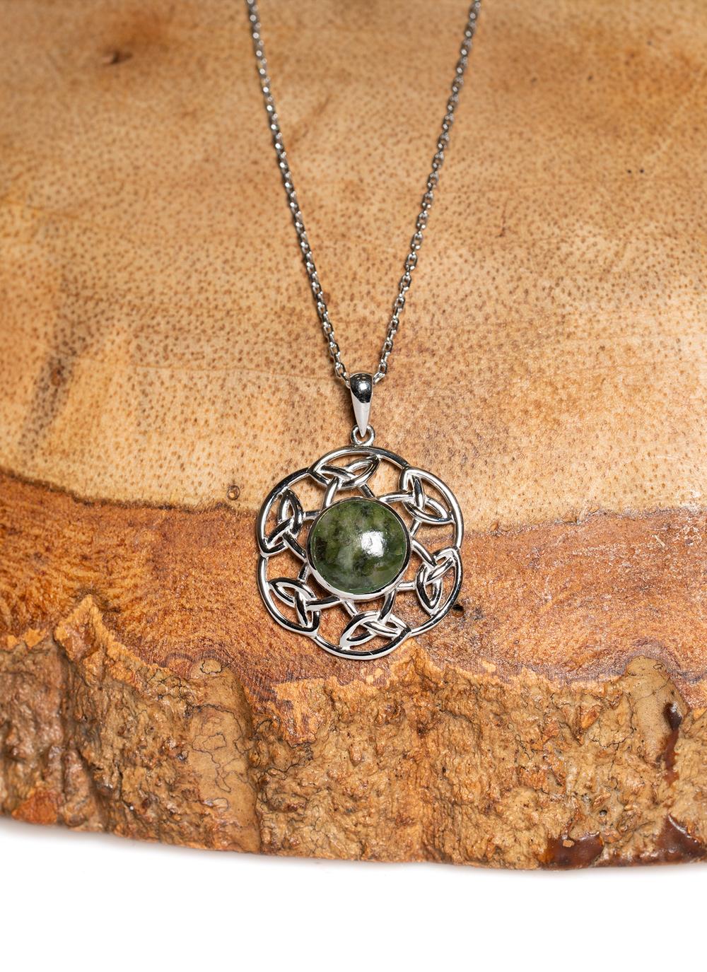 Celtic Design with Crystal and Connemara Marble Bead Necklace