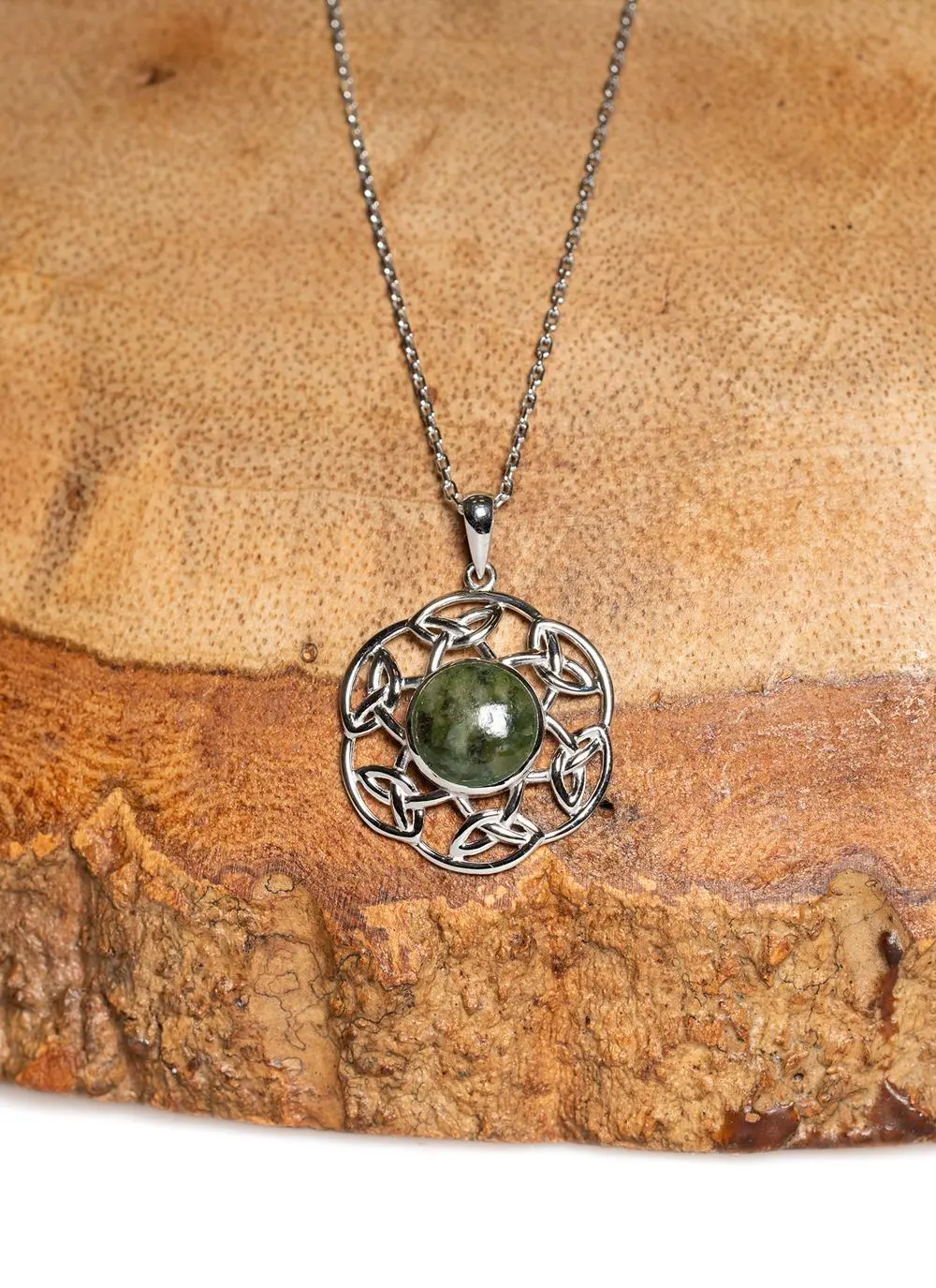 Sterling Silver Connemara Marble Open Celtic Pendant