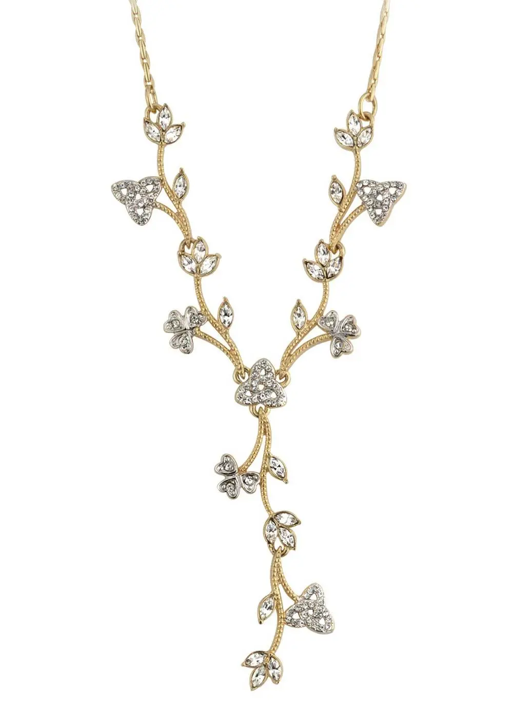 Trinity and Shamrock Drop Necklace 