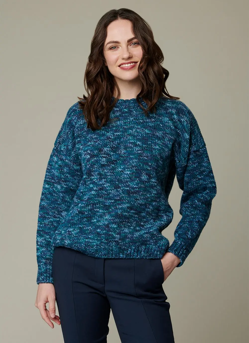 Space Dye Crew Neck Wool Sweater