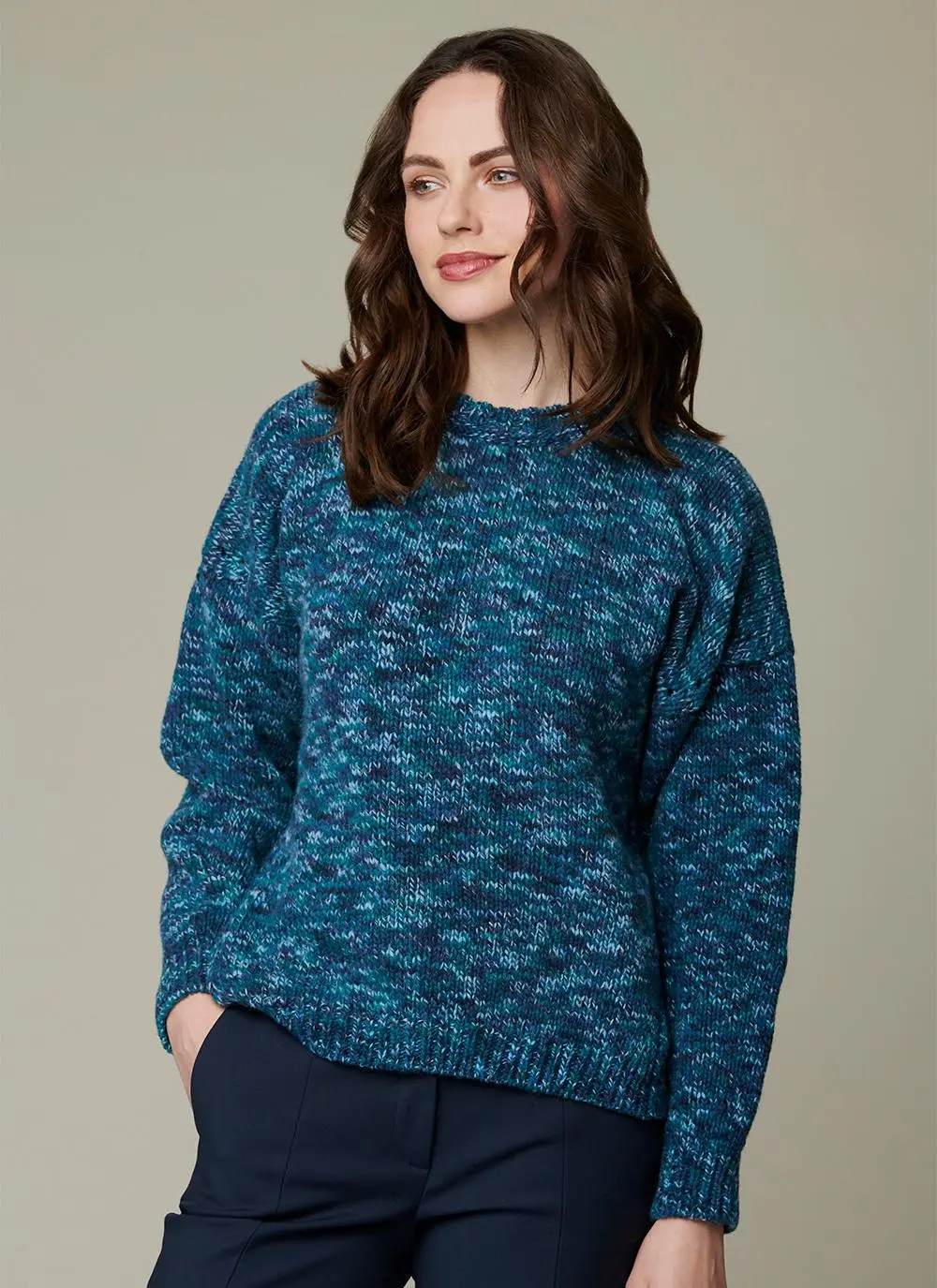 Space Dye Crew Neck Wool Sweater