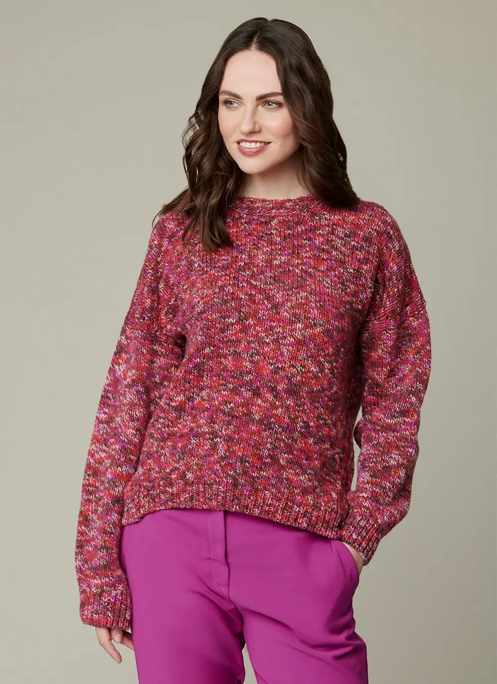 Space Dye Crew Neck Wool Sweater
