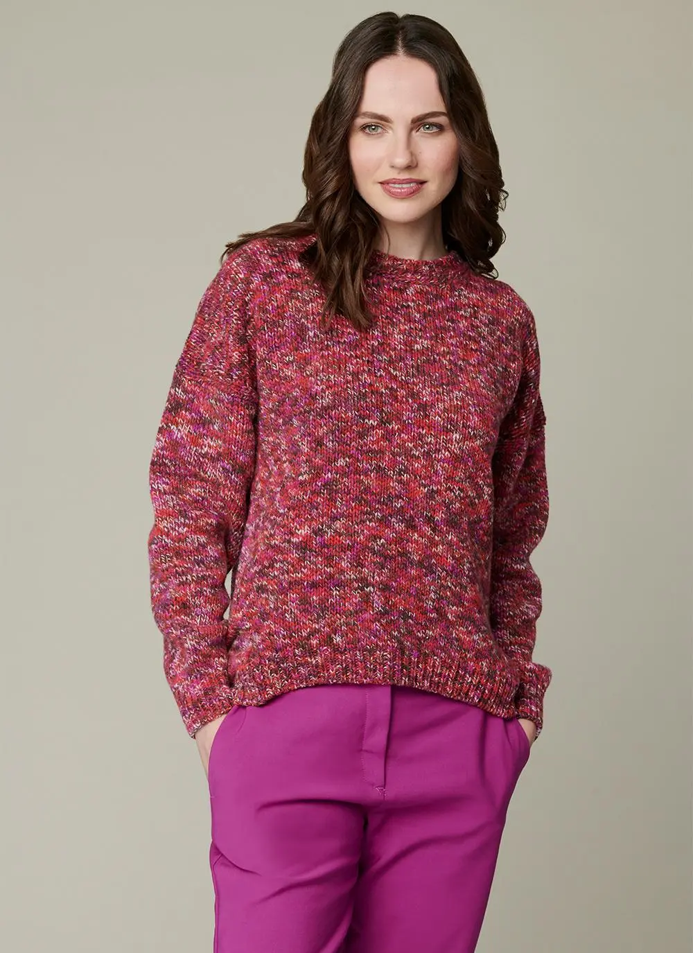Space Dye Crew Neck Wool Sweater