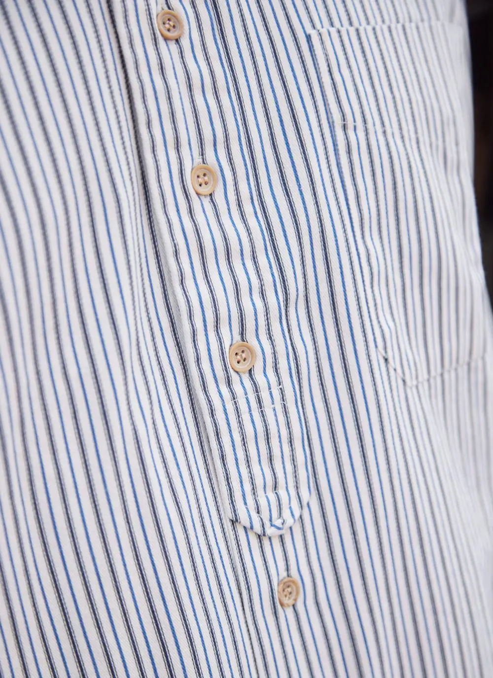 Stephen Stripe Cotton Grandfather Shirt