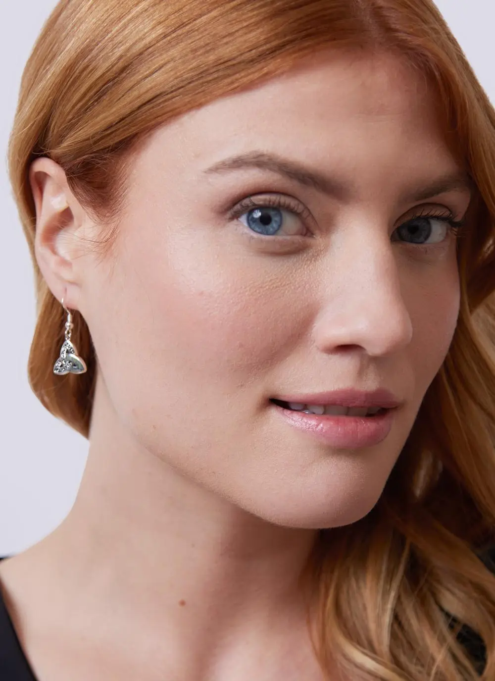 Sterling Silver & Connemara Marble Trinity Knot Drop Earrings