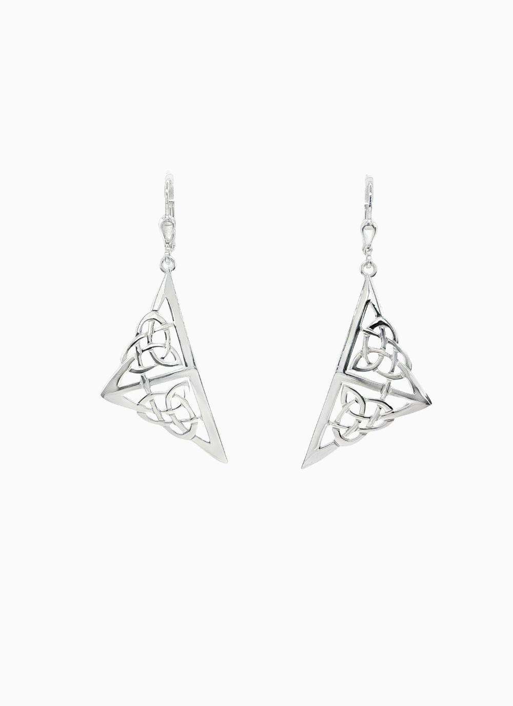 Sterling Silver Celtic Art Deco Earrings Intricate Celtic knotwork