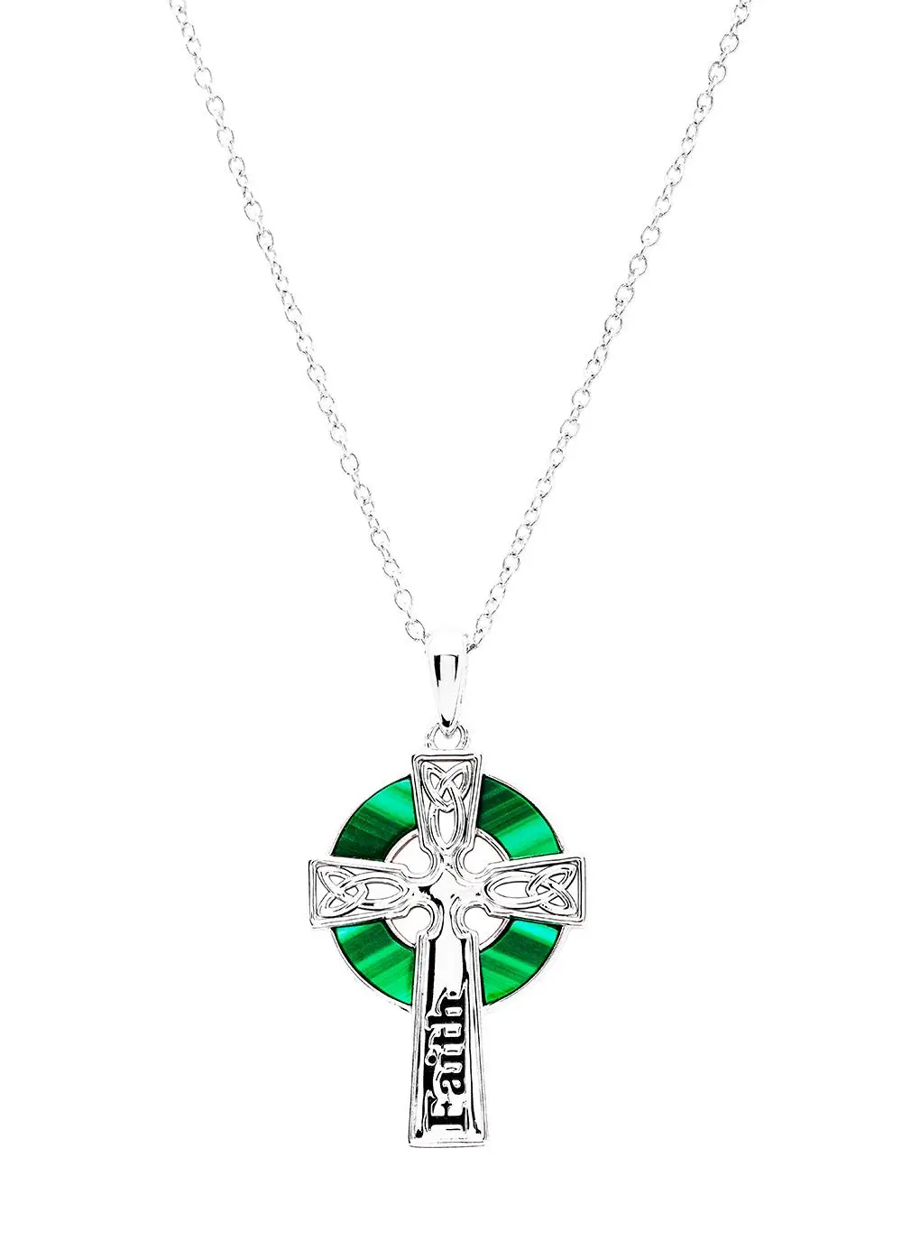 Sterling Silver Malachite Celtic Cross Pendant