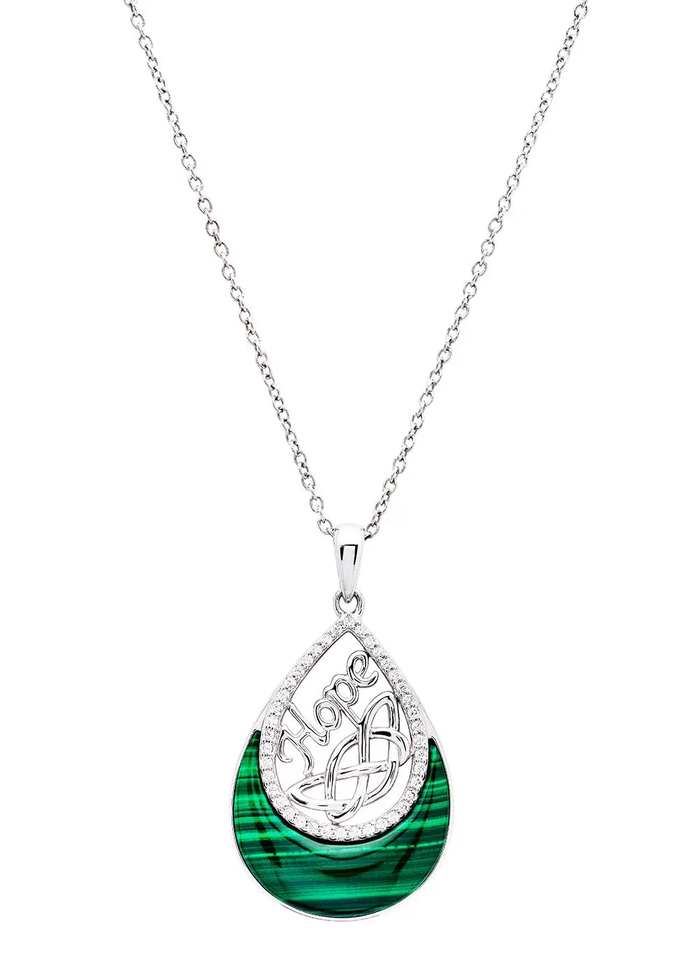 Sterling Silver Malachite Celtic Knot Pendant