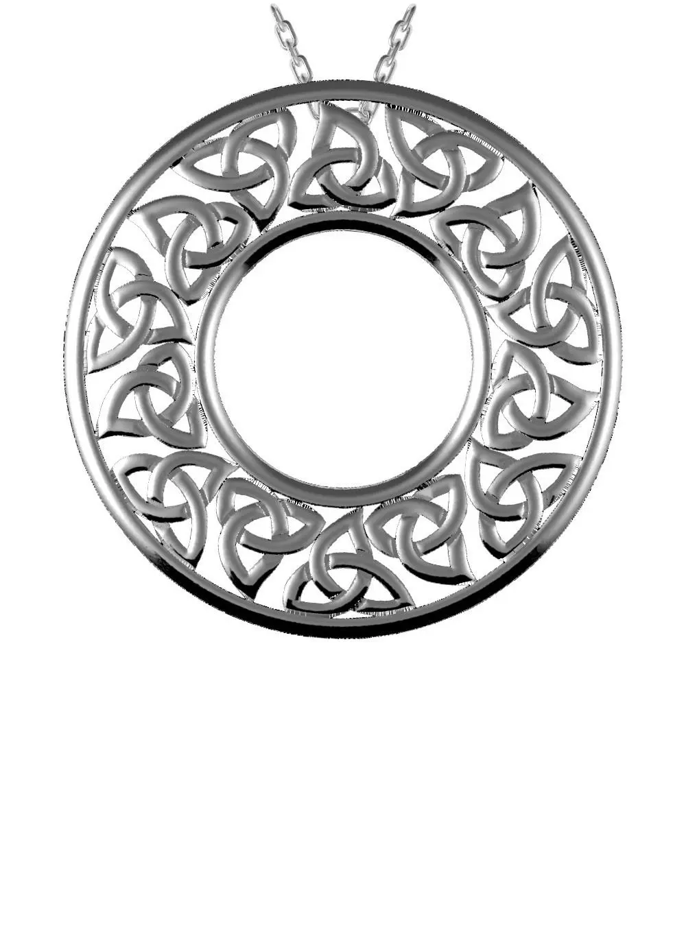 Sterling Silver Satin Finish Round Trinity Knot Pendant
