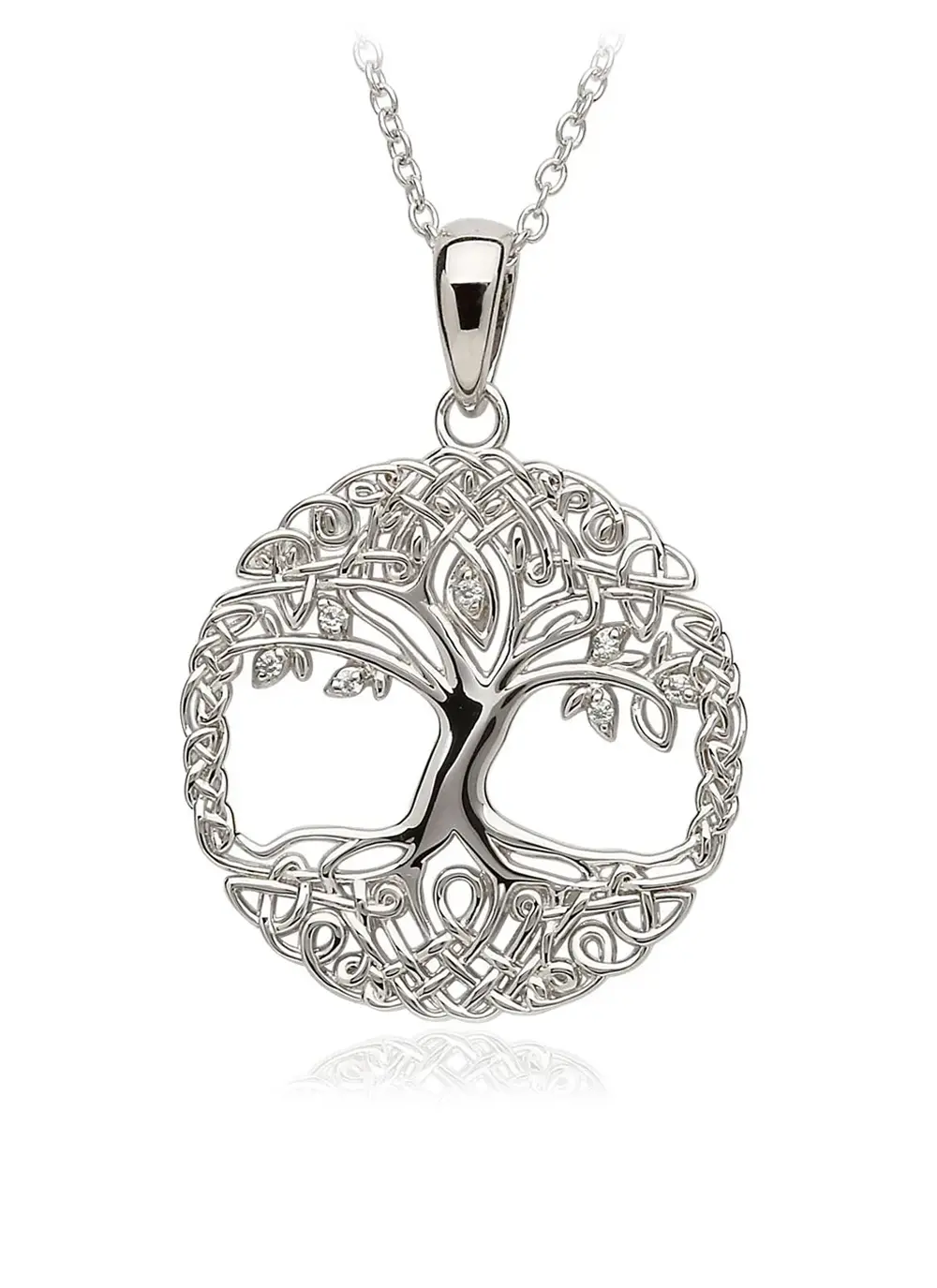 Sterling Silver Tree Of Life Pendant With Cubic Zirconia