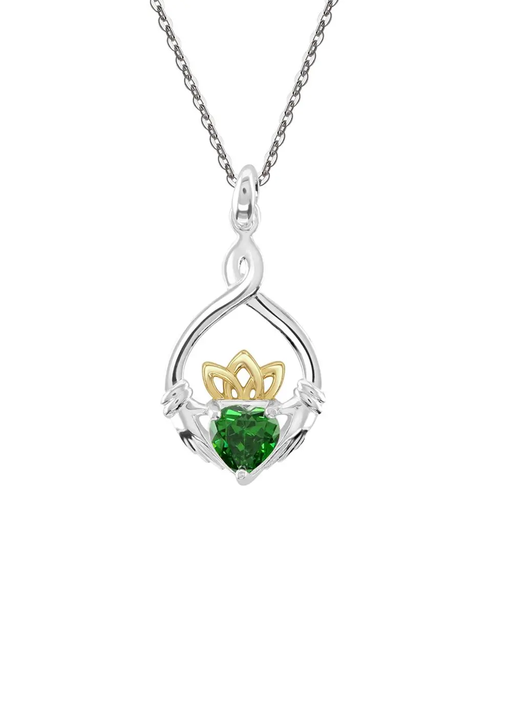 Sterling Silver & Gold Plated Claddagh Knot Pendant