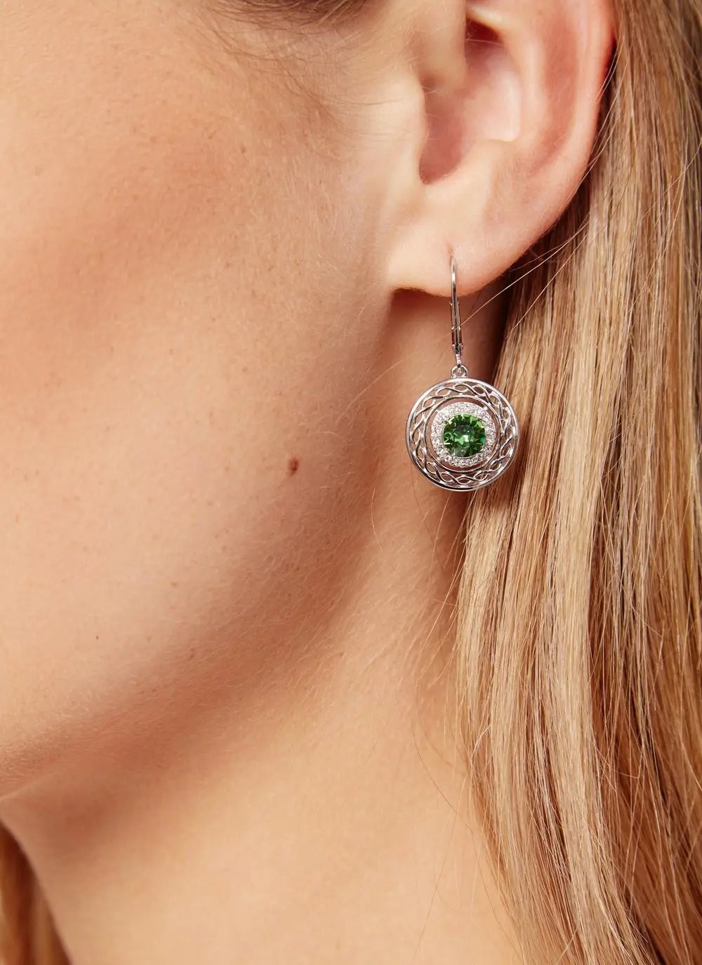 Sterling Silver Celtic Earrings Embellished With Swarovski Crystals