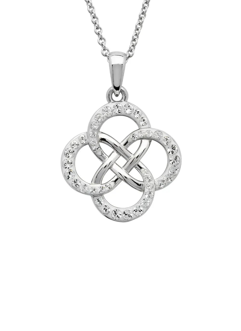 Sterling Silver Celtic Infinity Pendant Adorned With Swarovski Crystals