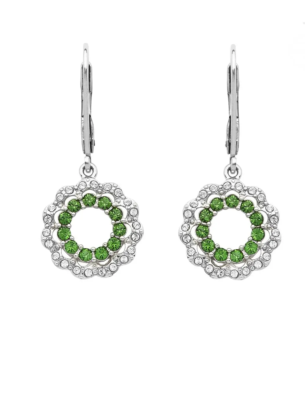 Sterling Silver Circular Halo Earrings Adorned With Swarovski Crystals