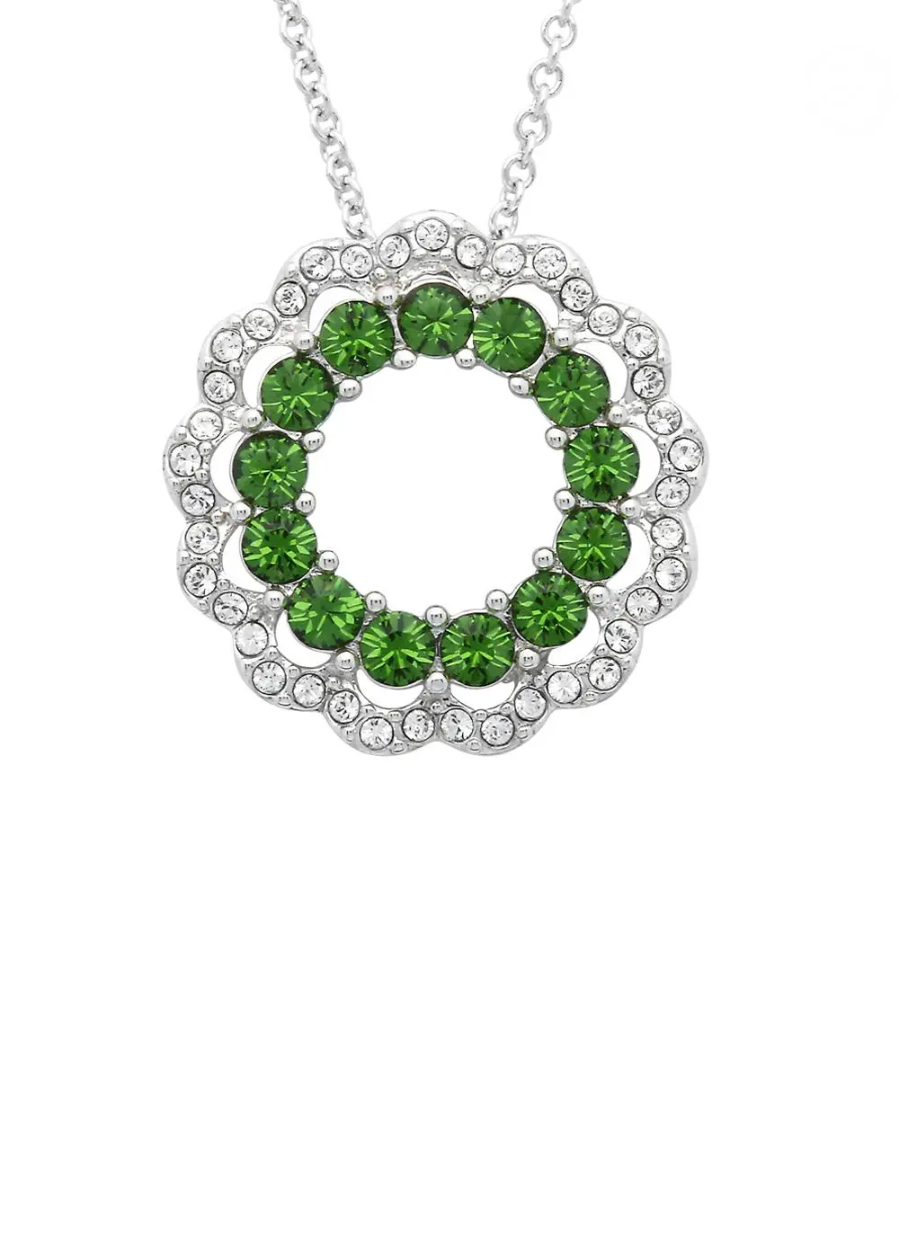 Sterling Silver Circular Pendant Adorned With Swarovski Crystals
