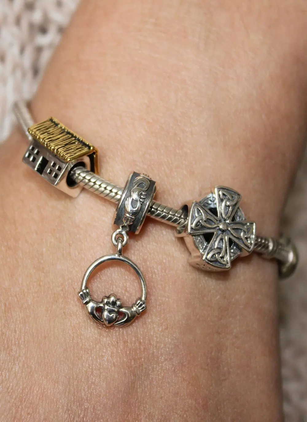 Sterling Silver Claddagh Drop Bead