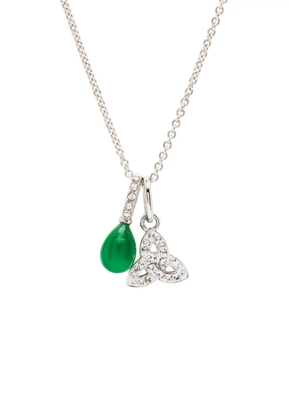 Sterling Silver Trinity Knot Charm Pendant with Green Agate