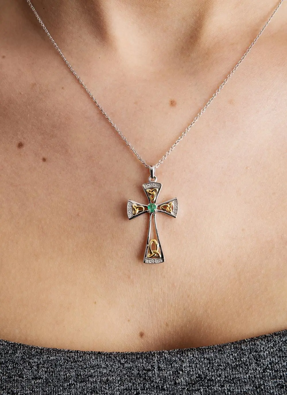 Sterling Silver Diamond Set Celtic Cross 